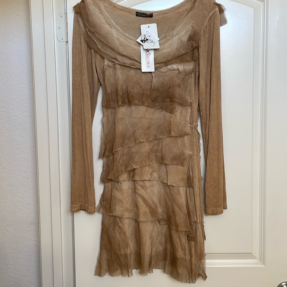 New with tags.  Brown dress, made in Italy